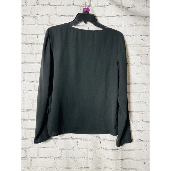 Zara Basic Collections Women’s Long Sleeve, Black Blouse Size Medium New - Picture 4 of 5